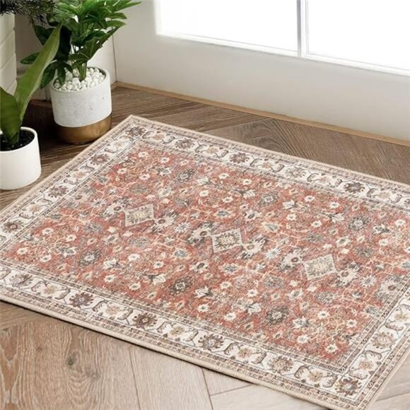 Area Rug Entryway Rug Brick Red Area Rug Kitchen Floor Cover Foldable Thin Rug - Picture 7 of 7